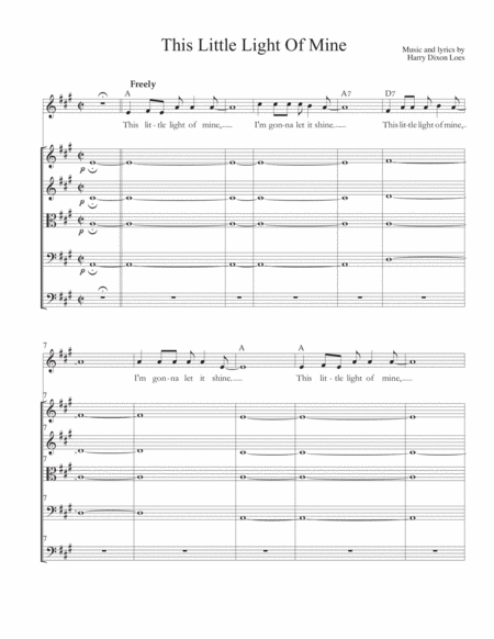 Free Sheet Music This Little Light Of Mine For Voice String Quartet Guitar Bass Guitar And Drums