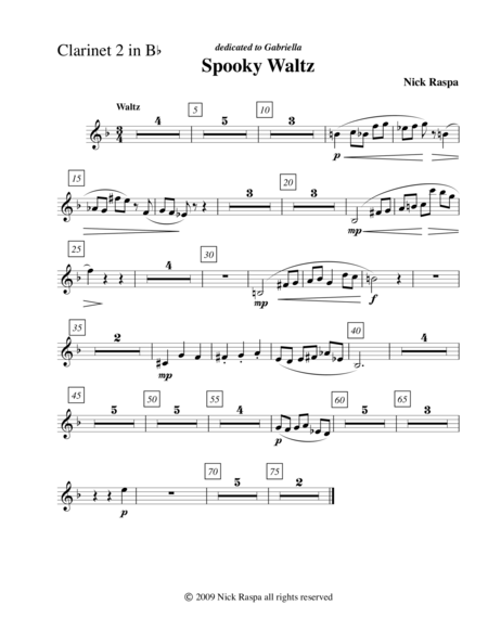 Three Dances For Halloween Clarinet 2 In B Flat Part Sheet Music