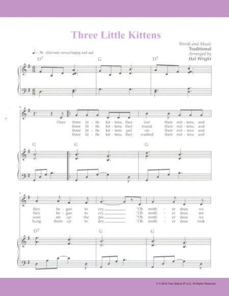 Free Sheet Music Three Little Kittens