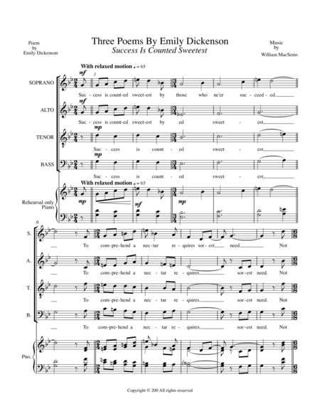 Three Poems By Emily Dickenson Sheet Music