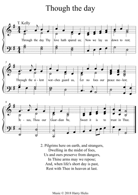 Through The Day A New Tune To A Wonderful Old Hymn Sheet Music