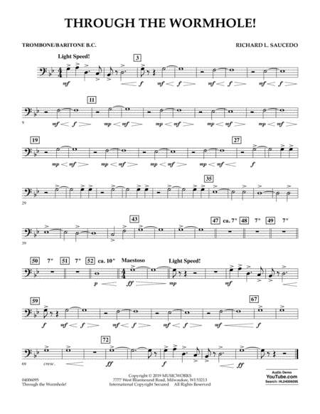 Free Sheet Music Through The Worm Hole Trombone Baritone B C