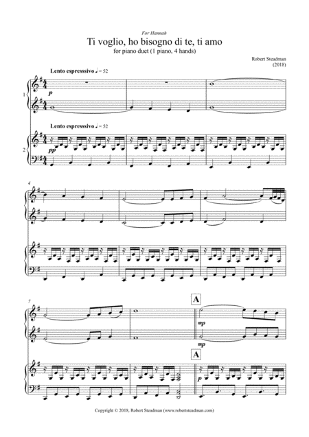 Ti Voglio Ho Bisogno Di Te Ti Amo Sheet Music