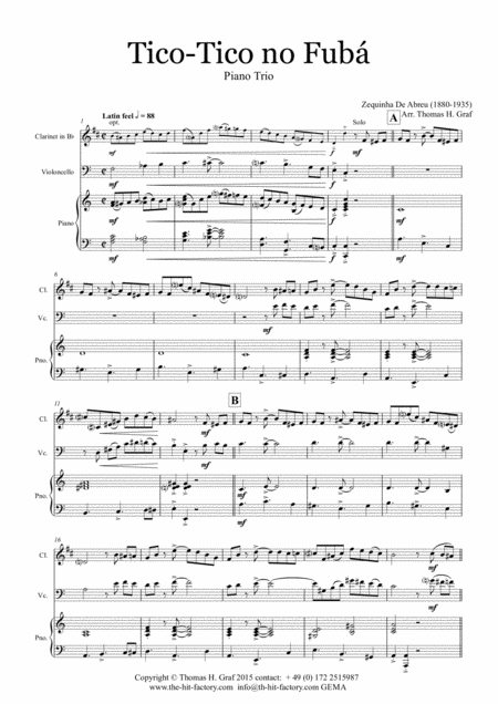 Tico Tico No Fub Choro Piano Trio Sheet Music