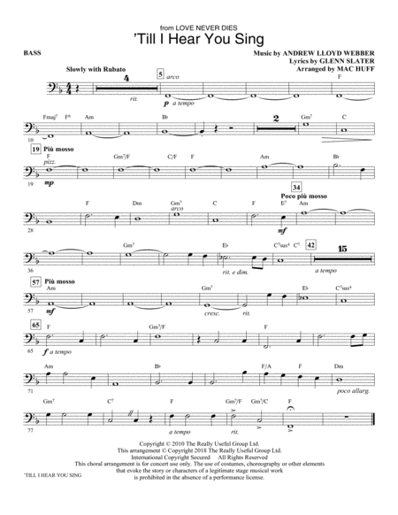 Free Sheet Music Till I Hear You Sing From Love Never Dies Arr Mac Huff Double Bass