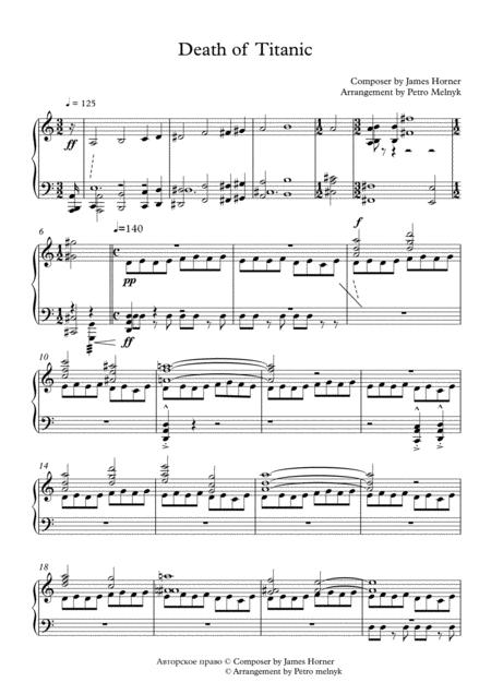 Titanic Death Of Titanic James Horner Sheet Music