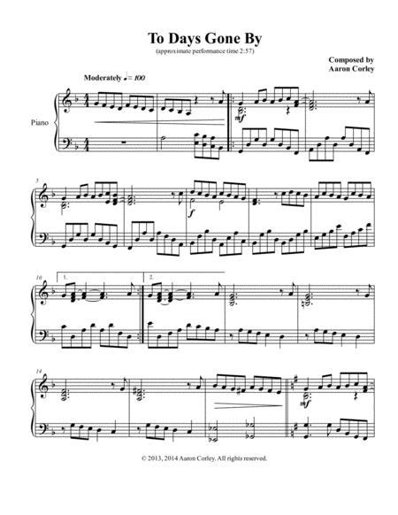 Free Sheet Music To Days Gone By