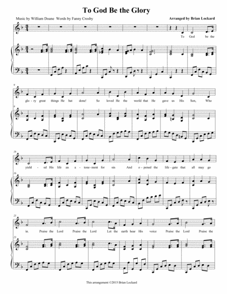 To God Be The Glory Medium Voice And Piano Sheet Music