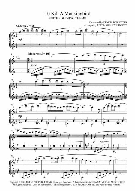 To Kill A Mockingbird Suite Sheet Music