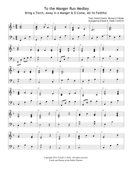 To The Manger Run Medley Bring A Torch Away In A Manger O Come All Ye Faithful Sheet Music