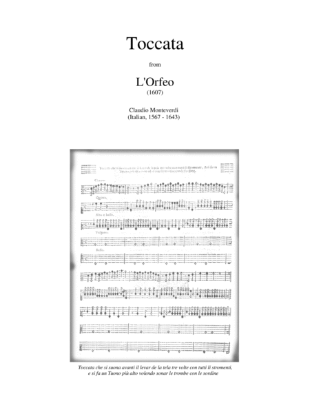 Toccata Fanfare From L Orfeo By Monteverdi Brass Ensemble With Opt Percussion Score Parts Medium Sheet Music