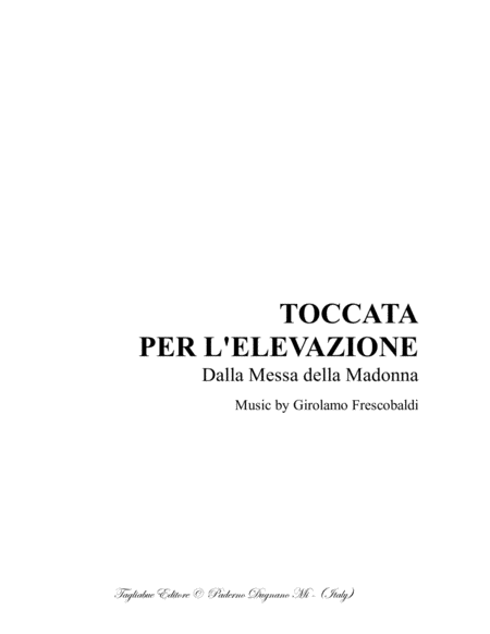 Free Sheet Music Toccata Per L Elevazione From Mass Of The Virgin Mary For Organ