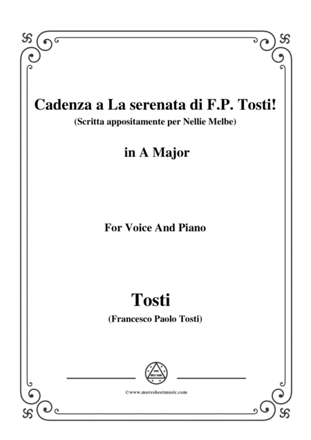 Tosti Cadenza A La Serenata Scritta Appositamente Per Nellie Melbe In A Major For Voice And Piano Sheet Music
