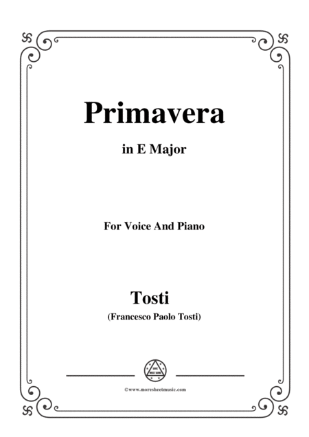 Tosti Primavera In E Major For Voice And Piano Sheet Music