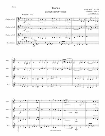 Traces For Clarinet Quartet Sheet Music