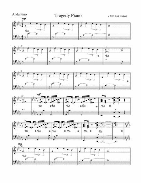 Tragedy Piano Sheet Music