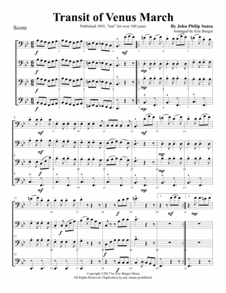 Transit Of Venus For Trombone Or Low Brass Quartet Sheet Music