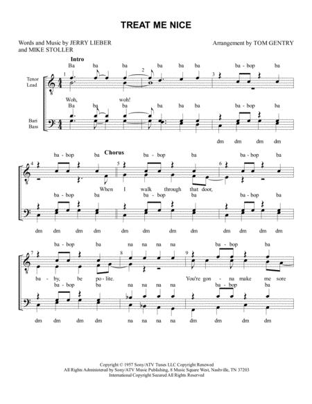 Free Sheet Music Treat Me Nice Ttbb