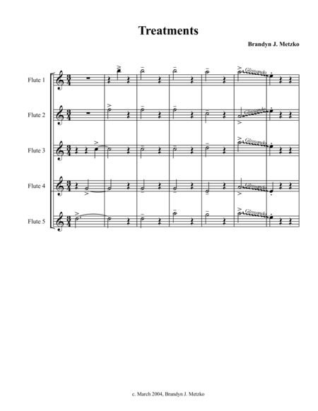 Treatments Flute Quintet Or Choir Edition Sheet Music