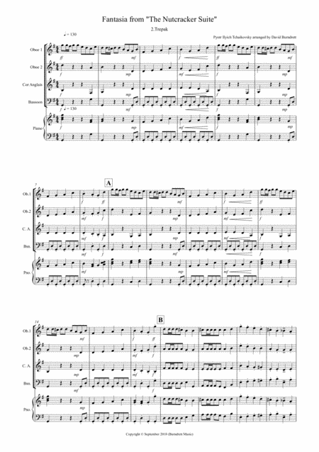 Free Sheet Music Trepak Fantasia From Nutcracker For Double Reed Quartet