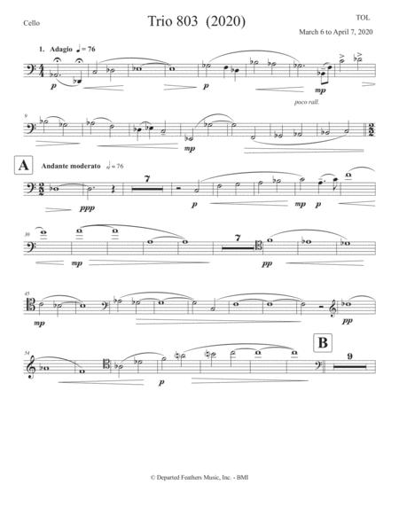 Free Sheet Music Trio 803 2020 For Clarinet Cello And Piano Cello Part