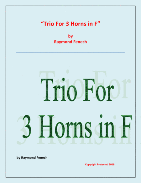 Trio For Horns In F 3 Horns In F Easy Beginner Sheet Music