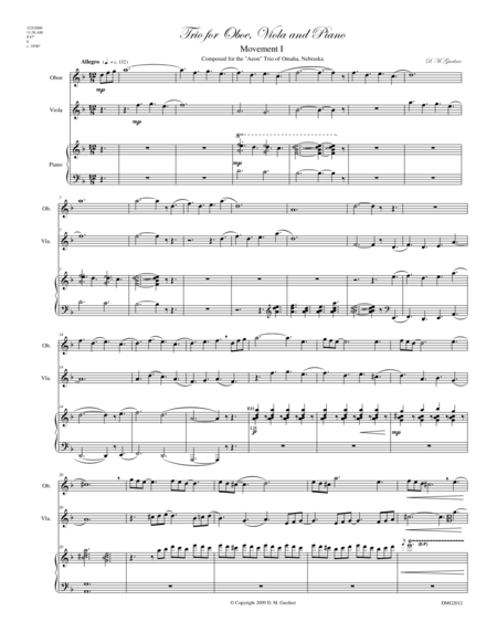 Free Sheet Music Trio For Oboe Viola And Piano