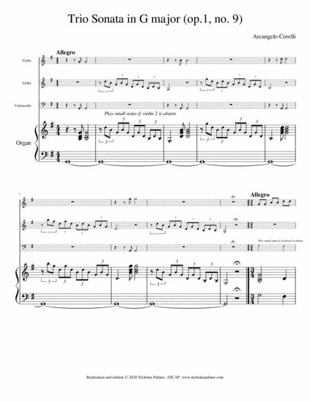 Free Sheet Music Trio Sonata In G Major Op 1 No 9 Arcangelo Corelli