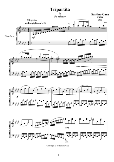 Free Sheet Music Tripartite In F Minor For Piano
