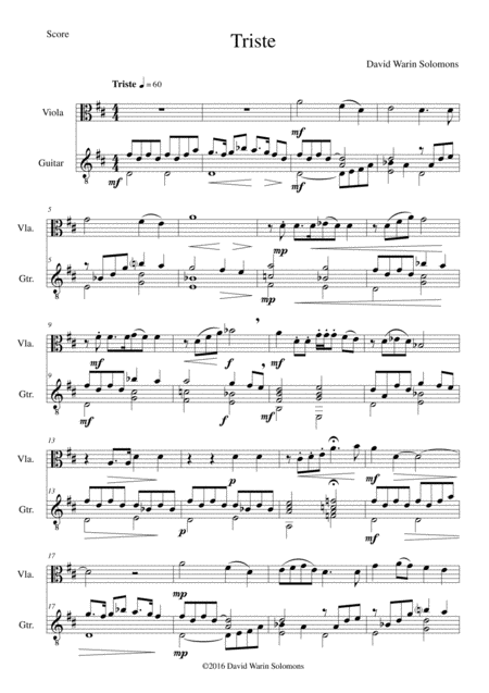 Triste For Viola And Guitar Sheet Music