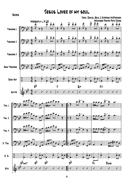 Trombone Praise Jesus Lover Of My Soul Trombone Quartet Sheet Music