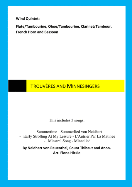 Free Sheet Music Trouvres And Minnesingers