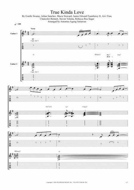 Free Sheet Music True Kinda Love Duet Guitar Tablature