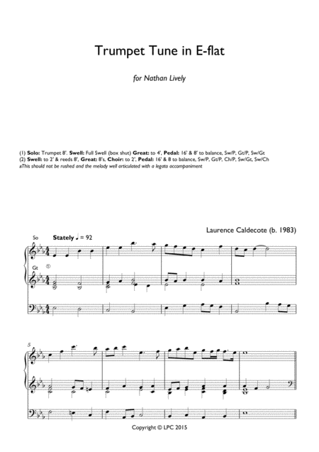 Trumpet Tune In E Flat Sheet Music