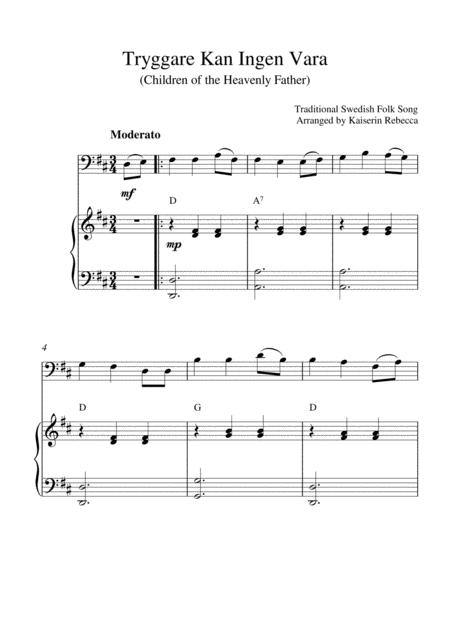 Tryggare Kan Ingen Vara For Cello Solo And Piano Accompaniment Sheet Music