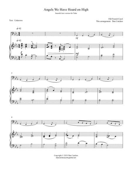 Tuba Angels We Have Heard On High Smooth Jazz Sheet Music