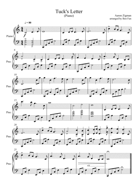 Tucks Letter Sheet Music