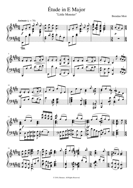 Tude In E Major Little Monster Sheet Music