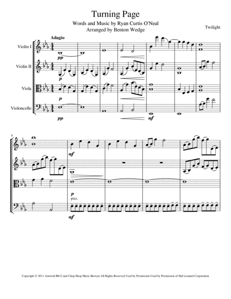 Free Sheet Music Turning Page String Quartet