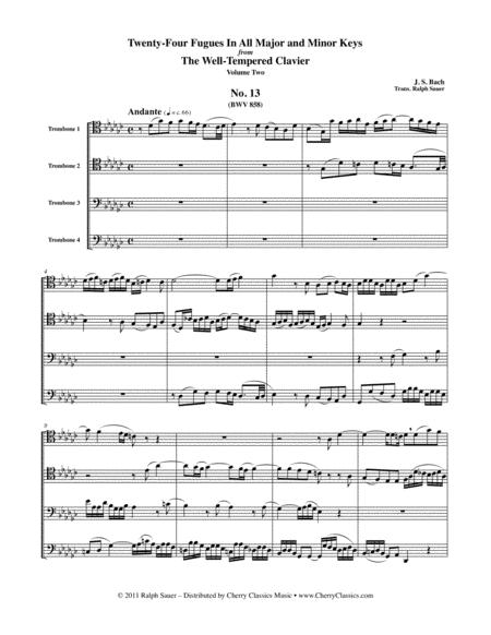 Free Sheet Music Twenty Four Fugues From The Well Tempered Clavier Volume 2 For Trombone Quartet
