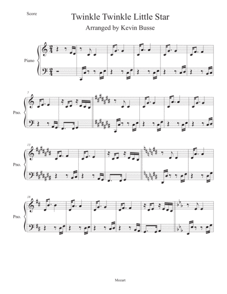 Free Sheet Music Twinkle Twinkle Little Star A Variation By Kevin Busse For Piano