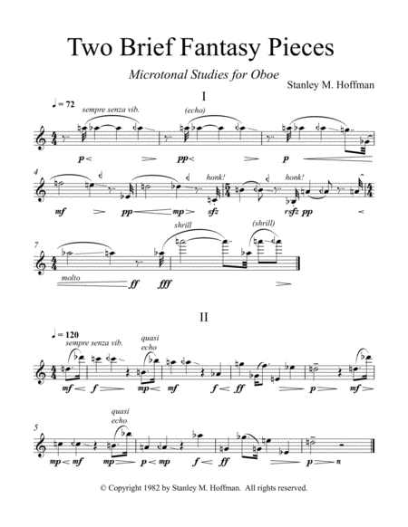 Two Brief Fantasy Pieces For Oboe Sheet Music