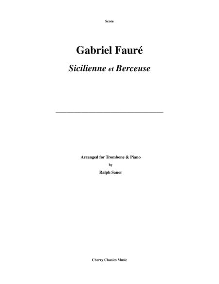 Free Sheet Music Two Pieces Sicilienne And Berceuse For Trombone Piano