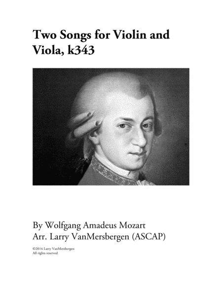 Two Songs For Violin And Viola K343 Sheet Music