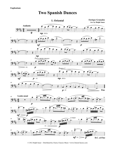 Two Spanish Dances For Euphonium Piano Sheet Music