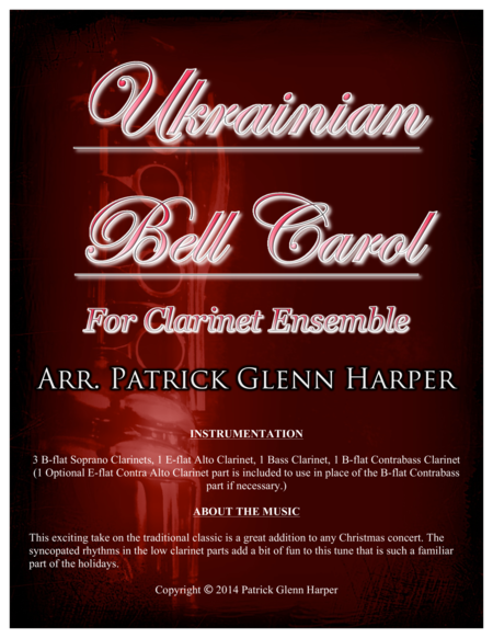 Ukrainian Bell Carol For Clarinet Choir Sheet Music