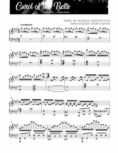 Free Sheet Music Ukrainian Carol Of The Bells Piano Solo