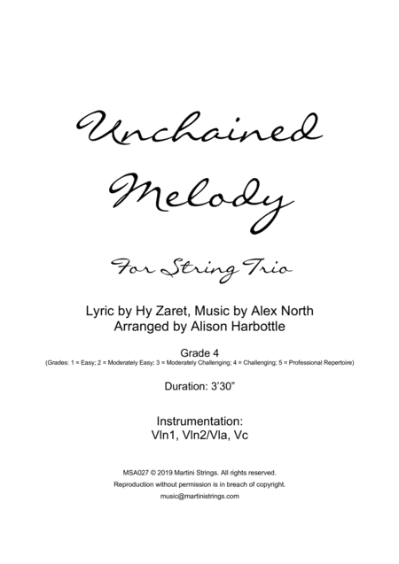 Unchained Melody String Trio Sheet Music