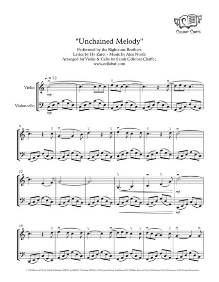 Unchained Melody Violin Cello Duet Righteous Brothers Arr Cellobat Sheet Music