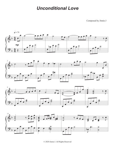 Unconditional Love Original Piano Composition Sheet Music